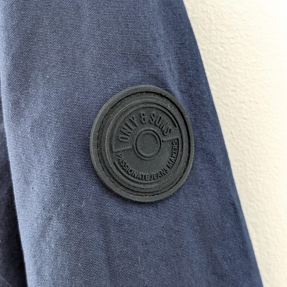ONLY & SONS Men's Dark Blue Hooded Zipped Windbreaker ~ Size Small - Picture 7 of 15
